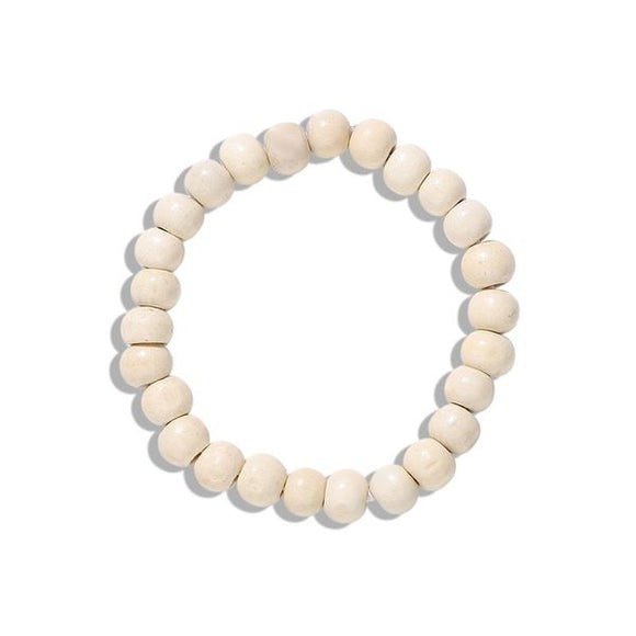 B739 White Wood Beads Bracelet - Iris Fashion Jewelry