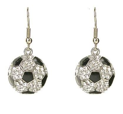 E1187 Soccer Ball Gemstone Dangle Earrings - Iris Fashion Jewelry