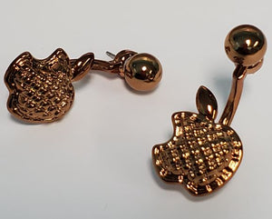 *E487 Copper Apple Peek a Boo Earrings - Iris Fashion Jewelry