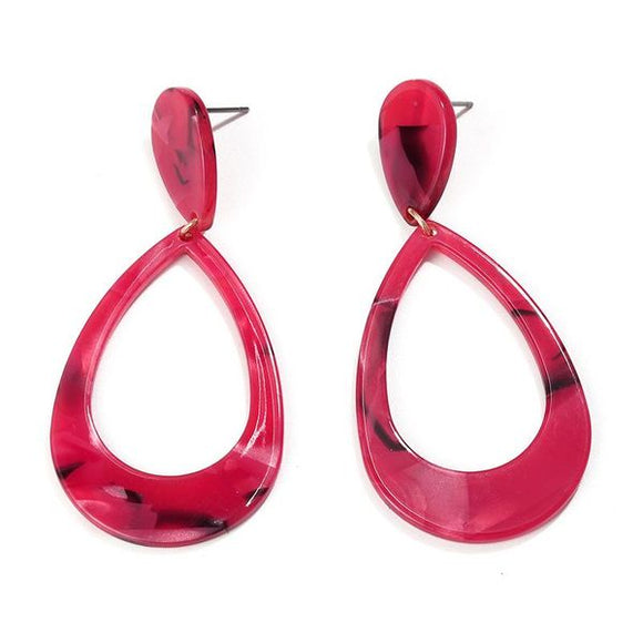 E1050 Fuchsia Red Acrylic Teardrop Earrings - Iris Fashion Jewelry