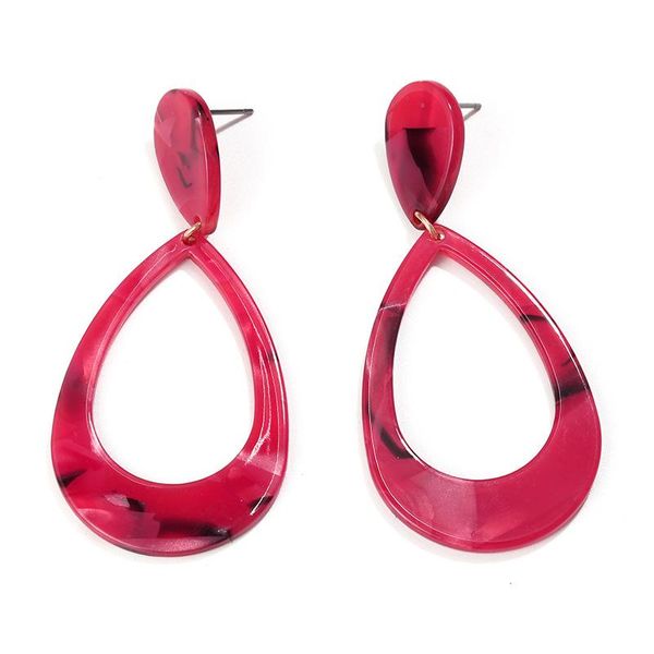 E1050 Fuchsia Red Acrylic Teardrop Earrings