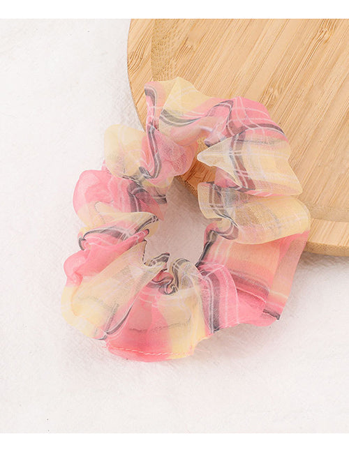 H125 Light Pink & Yellow Plaid Print Hair Scrunchie - Iris Fashion Jewelry