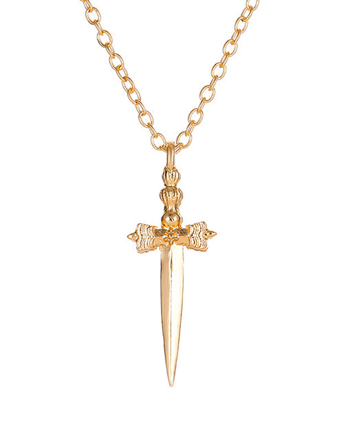 N220 Gold Dainty Sword Necklace with FREE Earrings - Iris Fashion Jewelry