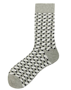SF653 Gray & White Weave Pattern Socks - Iris Fashion Jewelry