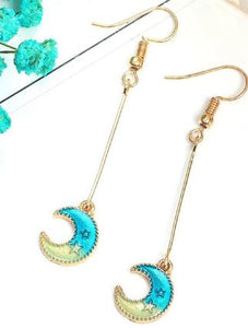 E15 Gold Blue Two Tone Moon & Star Earrings - Iris Fashion Jewelry
