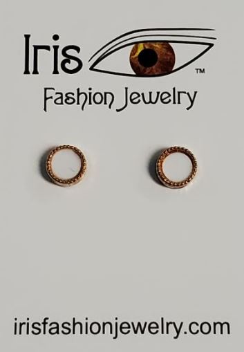 *E1201 Gold White Circle Magnetic Earrings - Iris Fashion Jewelry