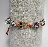 B879 Gemstone Owl Red Cord Bracelet - Iris Fashion Jewelry