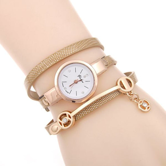 W199 Gold Beige Wrap Collection Quartz Watch - Iris Fashion Jewelry