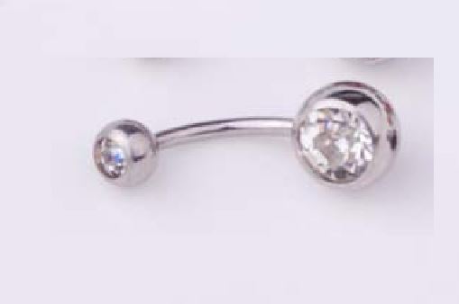 P18 Silver Double Ball Crystal Gemstone Belly Button Ring - Iris Fashion Jewelry