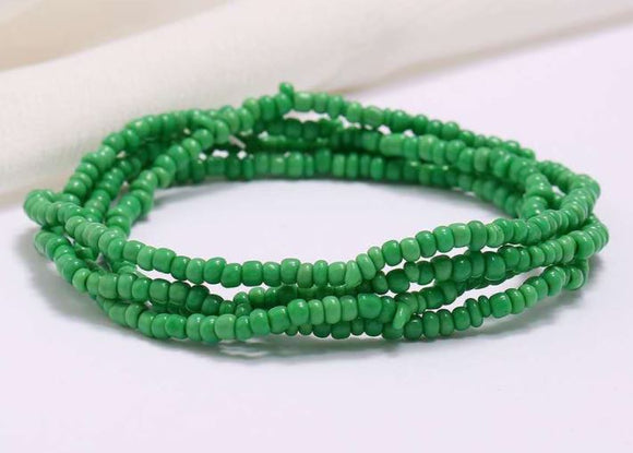 B1078 Green Seed Beads Strand Bracelet - Iris Fashion Jewelry