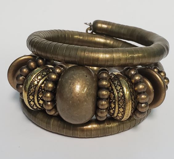 B888 Bronze Bead Coil Bracelet - Iris Fashion Jewelry