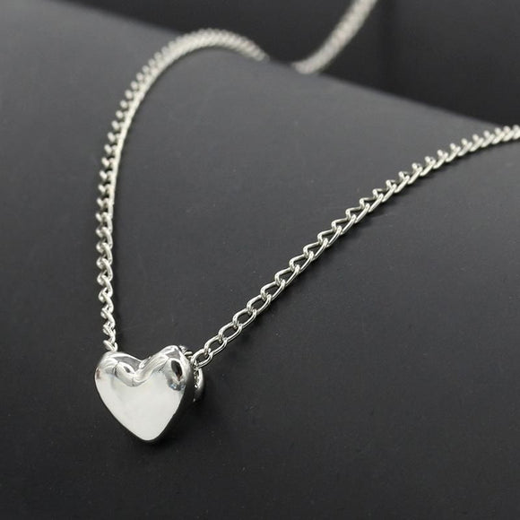N1356 Silver Simple Dainty Heart Necklace with FREE Earrings - Iris Fashion Jewelry