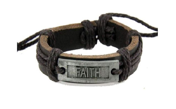 *B62 Brown Leather Faith Bracelet - Iris Fashion Jewelry