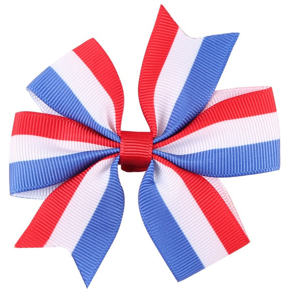 H443 Small Red White & Blue Bow Hair Clip - Iris Fashion Jewelry