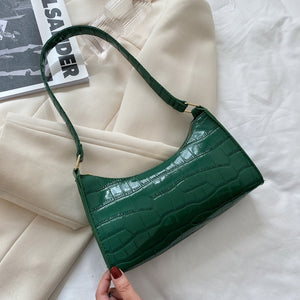 PB198 Green Crocodile Print Shoulder Bag - Iris Fashion Jewelry