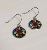 *E1246 Silver Small Red Colorful Baked Enamel Earrings - Iris Fashion Jewelry