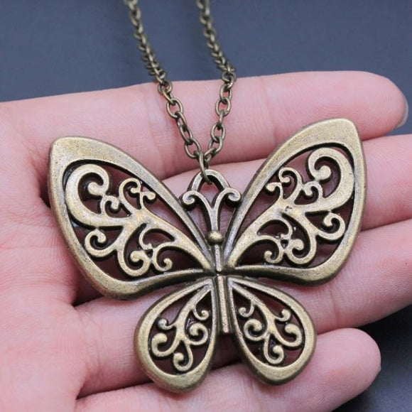 N389 Bronze Butterfly Necklace with FREE Earrings - Iris Fashion Jewelry