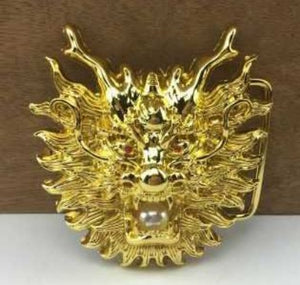 BU149 Gold Dragon Head Belt Buckle - Iris Fashion Jewelry