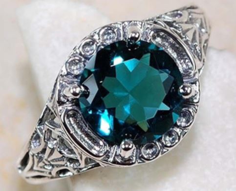 R165 Silver Aqua Gemstone Ring - Iris Fashion Jewelry