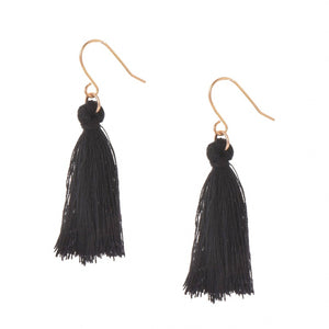 E1019 Gold Black Tassel Earrings - Iris Fashion Jewelry