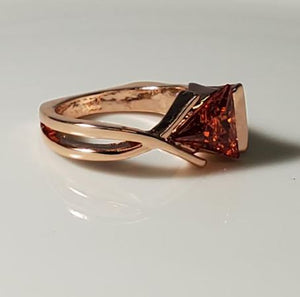 R214 Rose Gold Orange Gemstone Geometric Ring - Iris Fashion Jewelry