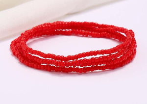 B1080 Red Seed Beads Strand Bracelet - Iris Fashion Jewelry