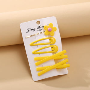 H634 Yellow Flower Hair Clip Set of 5 - Iris Fashion Jewelry