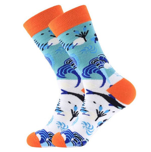 SF656 Pale Blue Under the Sea Coral Socks - Iris Fashion Jewelry