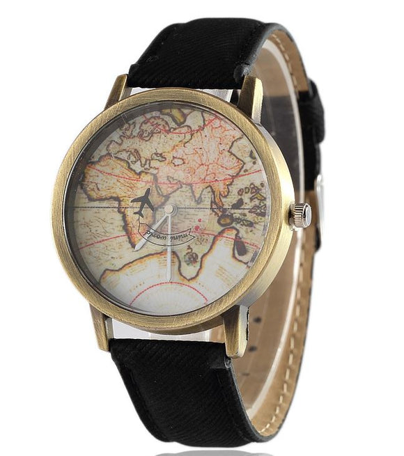 W424 Black Band World Traveler Collection Quartz Watch - Iris Fashion Jewelry
