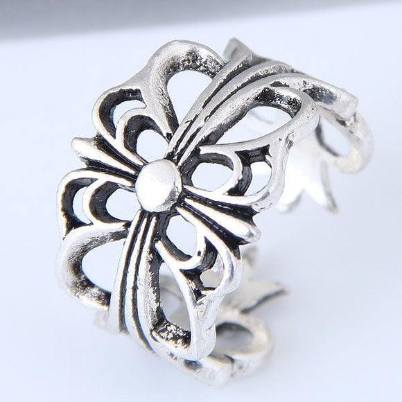 TR05 Silver Decorated Cross Design Toe Ring - Iris Fashion Jewelry