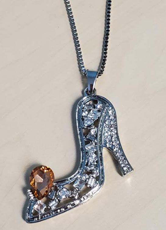N301 Silver Rhinestones High Heel Necklace with FREE Earrings - Iris Fashion Jewelry