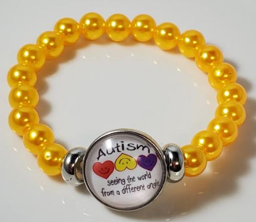 B1036 Yellow Seeing the World from a different Angle Autism Awareness Bracelet - Iris Fashion Jewelry