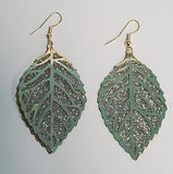 E82 Gold Silver Glitter Metal Leaf Earrings - Iris Fashion Jewelry