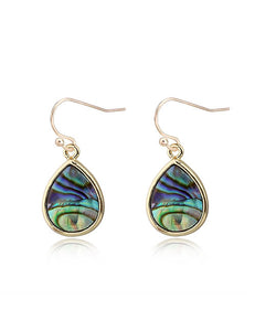 E1456 Gold Teardrop Abalone Earrings - Iris Fashion Jewelry