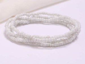 B1081 White Seed Beads Strand Bracelet - Iris Fashion Jewelry