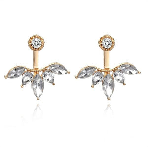 E34 Gold Rhinestone Jacket Style Earrings - Iris Fashion Jewelry