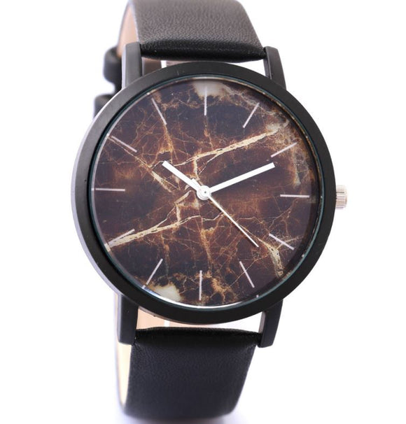 W429 Black Band Brown Crackle Collection Quartz Watch - Iris Fashion Jewelry