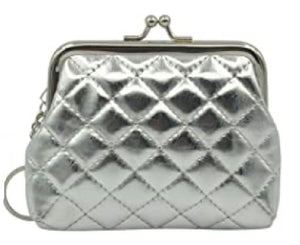 G131 Silver Quilted Clasp Coin Purse - Iris Fashion Jewelry