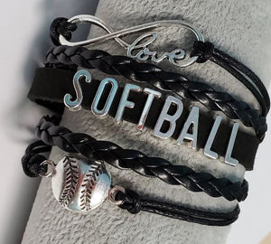 B343 Black Softball Layered Bracelet - Iris Fashion Jewelry