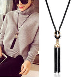 N1214 Gold Black Mesh Tassel Necklace with FREE Earrings - Iris Fashion Jewelry