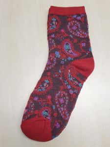 SF1184 Red & Burgundy Paisley Design Socks - Iris Fashion Jewelry