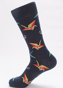 SF143 Origami Bird Crew Socks - Iris Fashion Jewelry