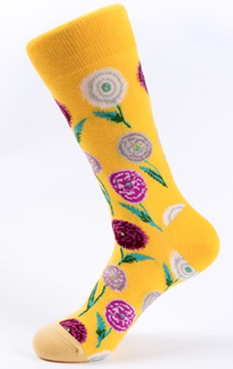 SF31 Yellow Top Floral Crew Socks - Iris Fashion Jewelry
