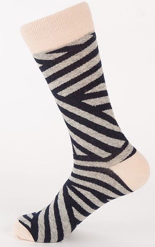 SF48 Zebra Stripes Crew Socks - Iris Fashion Jewelry