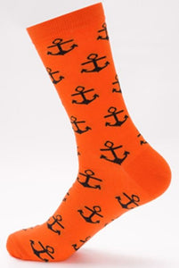 SF56 Orange Background Anchors Crew Socks - Iris Fashion Jewelry