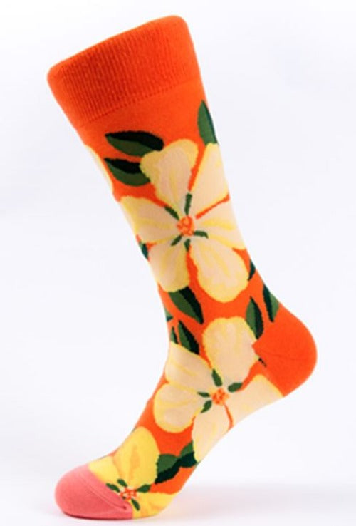 SF29 Orange Top Floral Crew Socks - Iris Fashion Jewelry