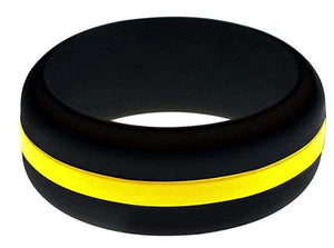 SR01 Yellow Stripe Black Silicone Ring - Iris Fashion Jewelry