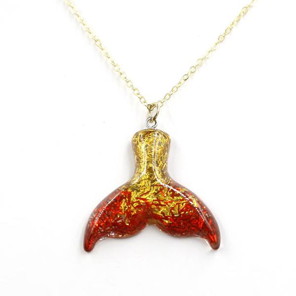 L226 Red & Amber Mermaid Tail Gold Chain Necklace with FREE Earrings - Iris Fashion Jewelry