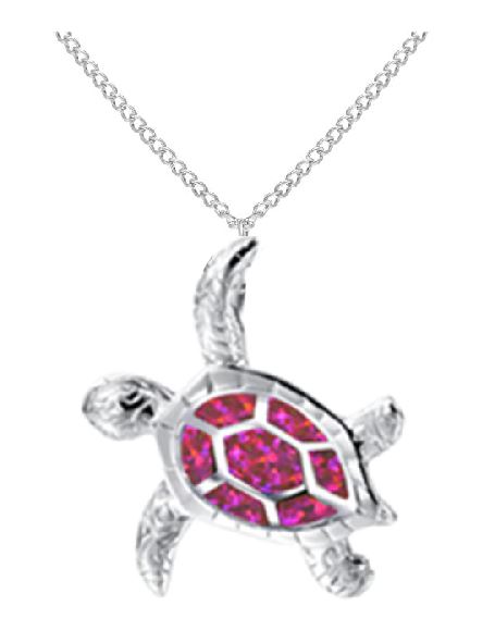 N688 Silver Pink Glitter Turtle Necklace With FREE Earrings - Iris Fashion Jewelry