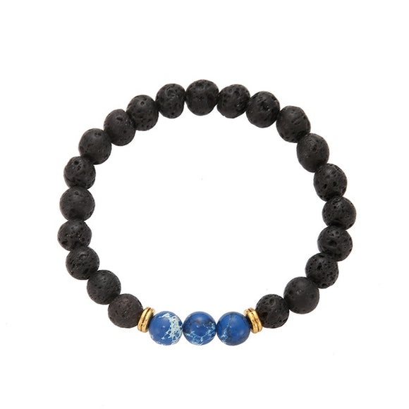 B1224 Royal Blue Bead Volcanic Stone Bracelet - Iris Fashion Jewelry